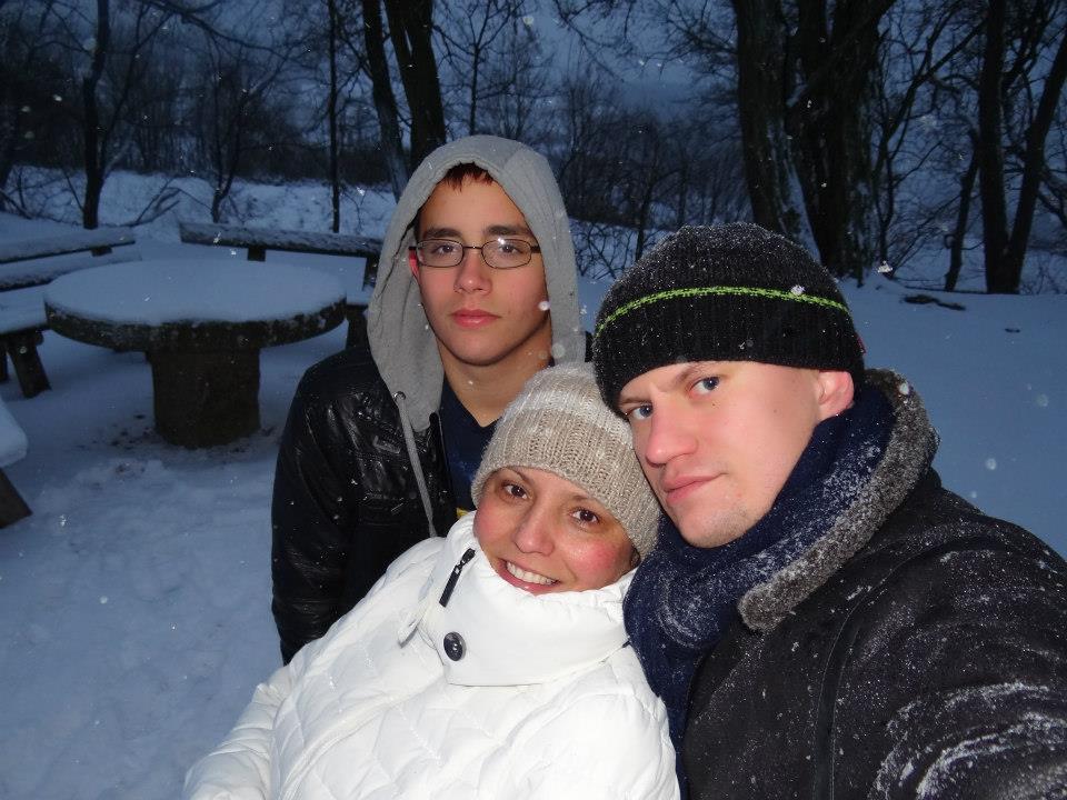 Adele and her happy family in a snow